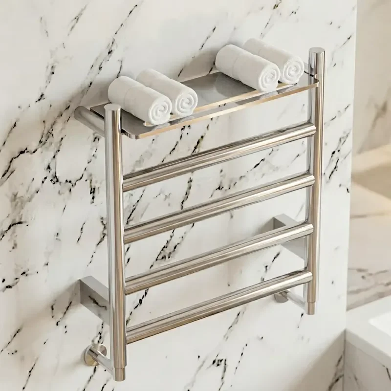 52W Electric Towel Warmer Wall Mounted SUS304 Stainless Steel Heated Rail for Bathroom Hotel Apartment Gym Energy Saving