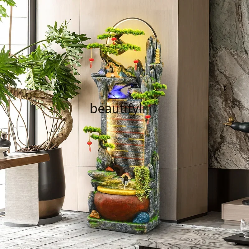 Circulating water feature lucky living room floor-to-ceiling water curtain wall screen office housewarming gift