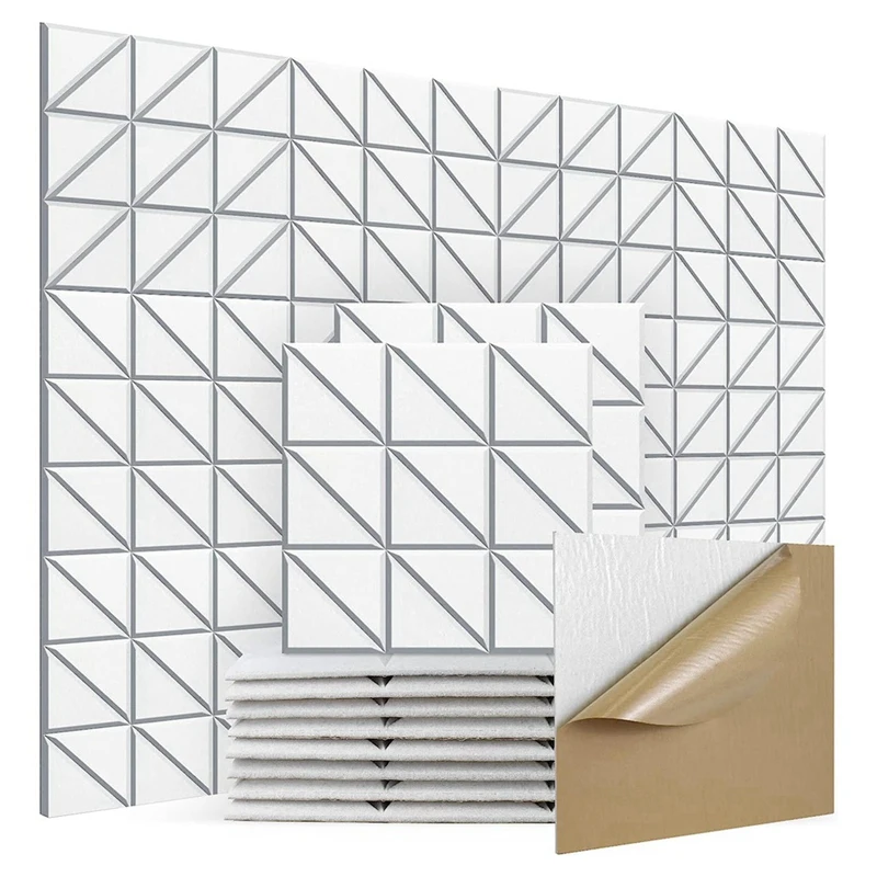 

Self-Adhesive Acoustic Panels, 12Pcs 12X12X0.4Inch Sound Absorbing Panels, Decorative Soundproof Wall Panels