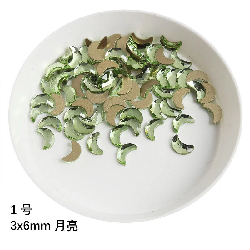 100pcs Light green multi style Flat Back Nail Rhinestone  Special Shaped Crystals Art Stones 3D Personalized Decoration