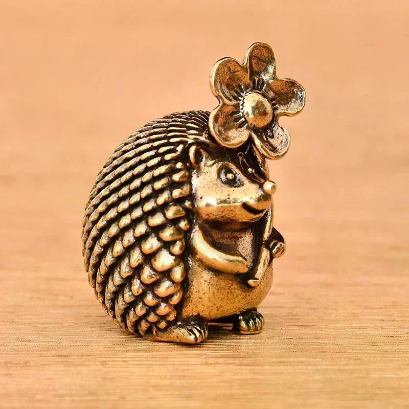 Solid Brass Antique Animal Sculpture Crafts Desk Tea Table Decoration Home Decor Antique Hedgehog Small Ornaments