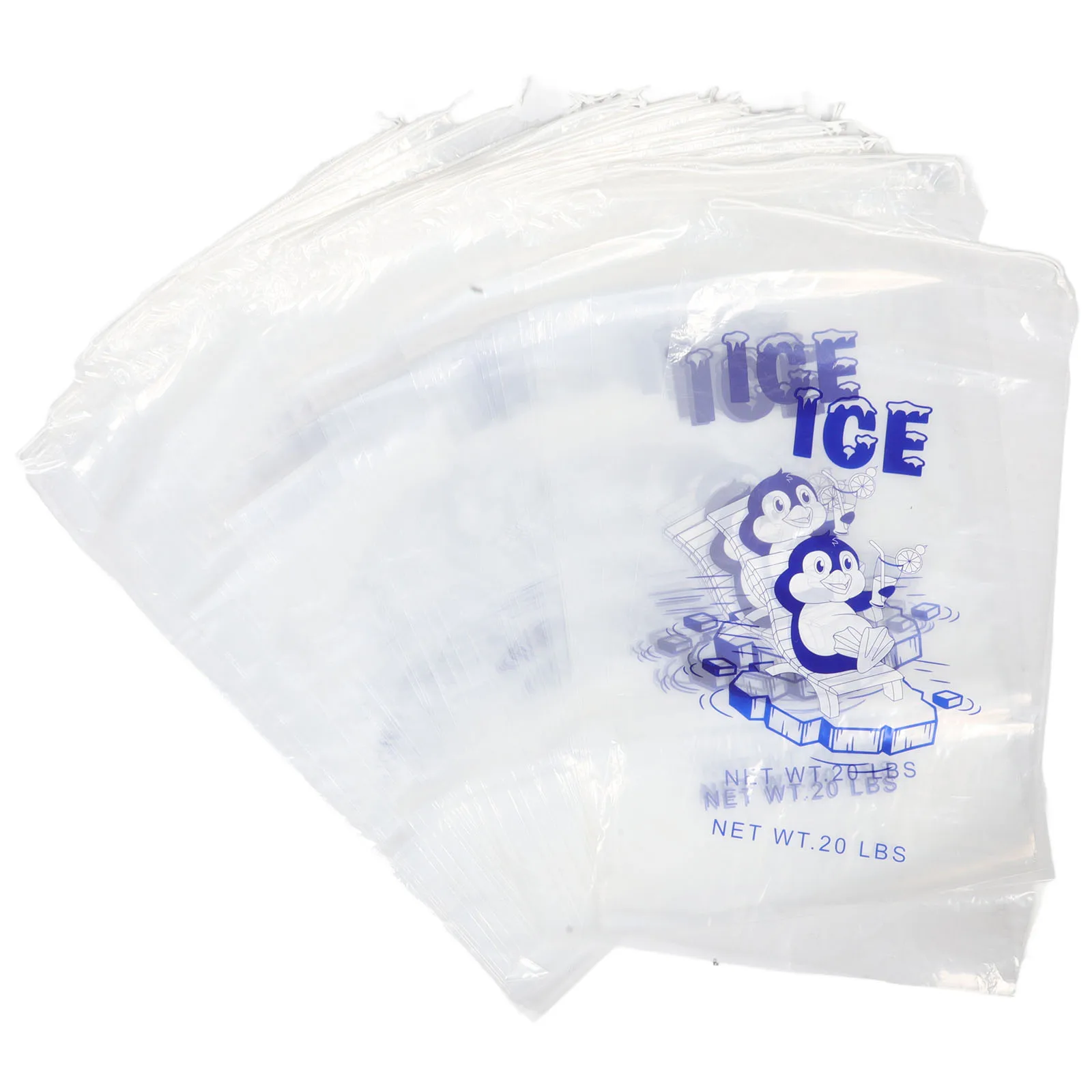 

50pcs Ice Storage Bags Clear PE Plastic Reusable Fridge Drawstring Commercial Packing Slow Melting Thickened Design