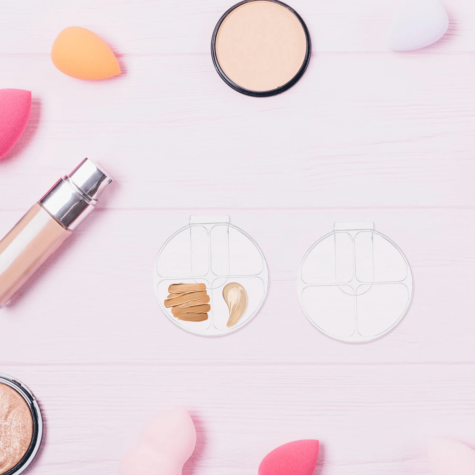

2pcs Foundation Mixing Palette Acrylic Handheld Makeup Tray Portable Color Blender Artist Must Haves Easy Clean Transparent