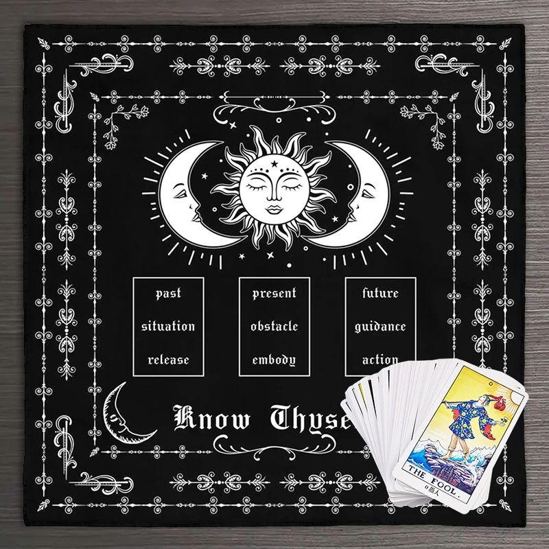 Know Thyself Tarot Spread Cloth Tarot Cloth sun moon Spread Tarot Reading Cloth Altar Cloth Alter Altar Decor Witch home Decor