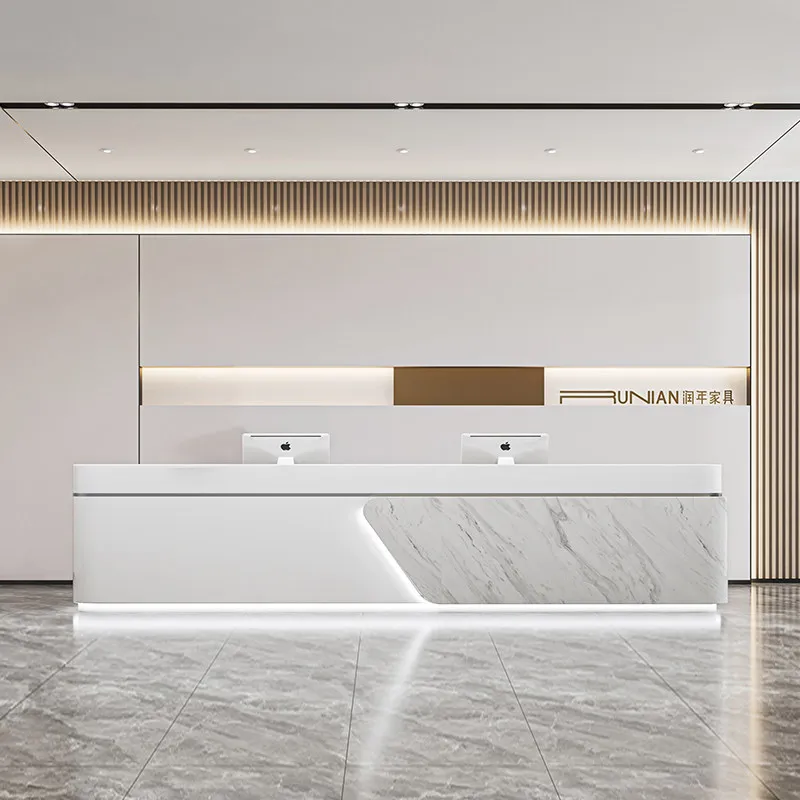 Company front desk reception desk hotel service desk stainless steel painted cashier counter Customer center office furniture