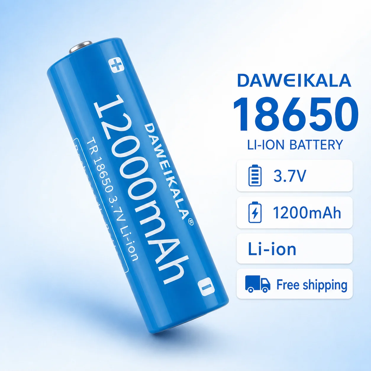 Rechargeable 18650 Li-ion Battery 3.7V 12000mAh for Flashlight Torch Headlamp, Long Lasting Replacement Battery Cell