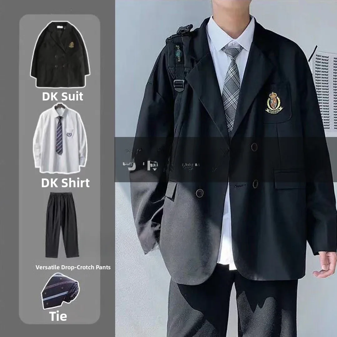 

Мужской школьный orm Suit большого размера, повседневный двубортный джет на пуговицах, осенний сезон, широкий крой с двойным разрезом