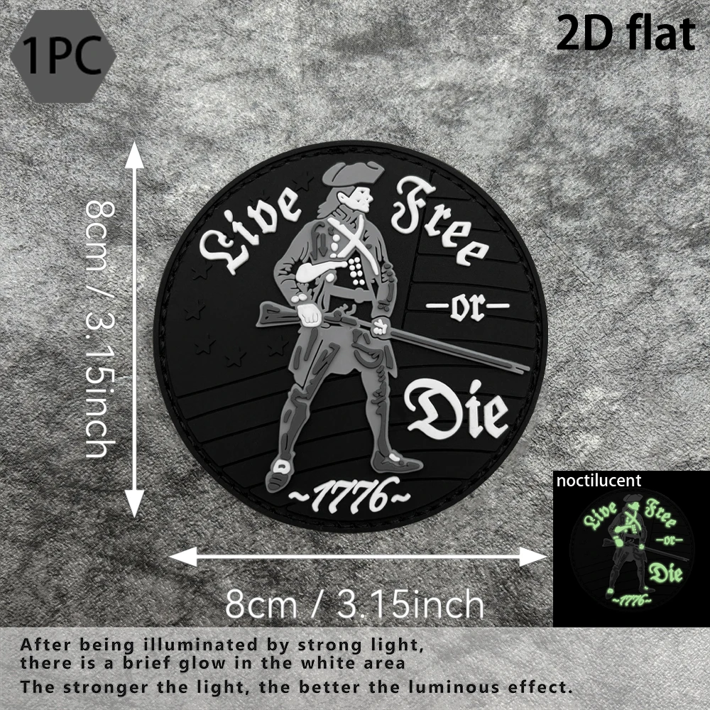 Horizontal Dark Pattern Texture Round Retro Pattern Patch, Luminous in the Dark, Pvc Material, Arm Patch with Velcro, Decorative Patch for Bags and Clothing, Includes Matching Hook-And-Loop Badge Patch
