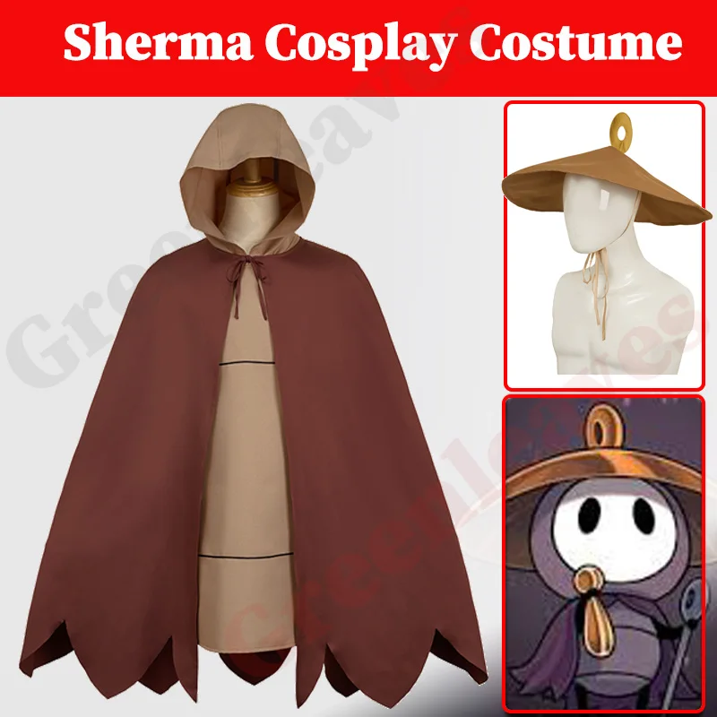 Silksong of Hollow Knight Game Sherma تأثيري حلي فانتازيا الملابس طقم قبعات النساء الرجال الكبار تمويه هالوين الدعاوى الحفلات