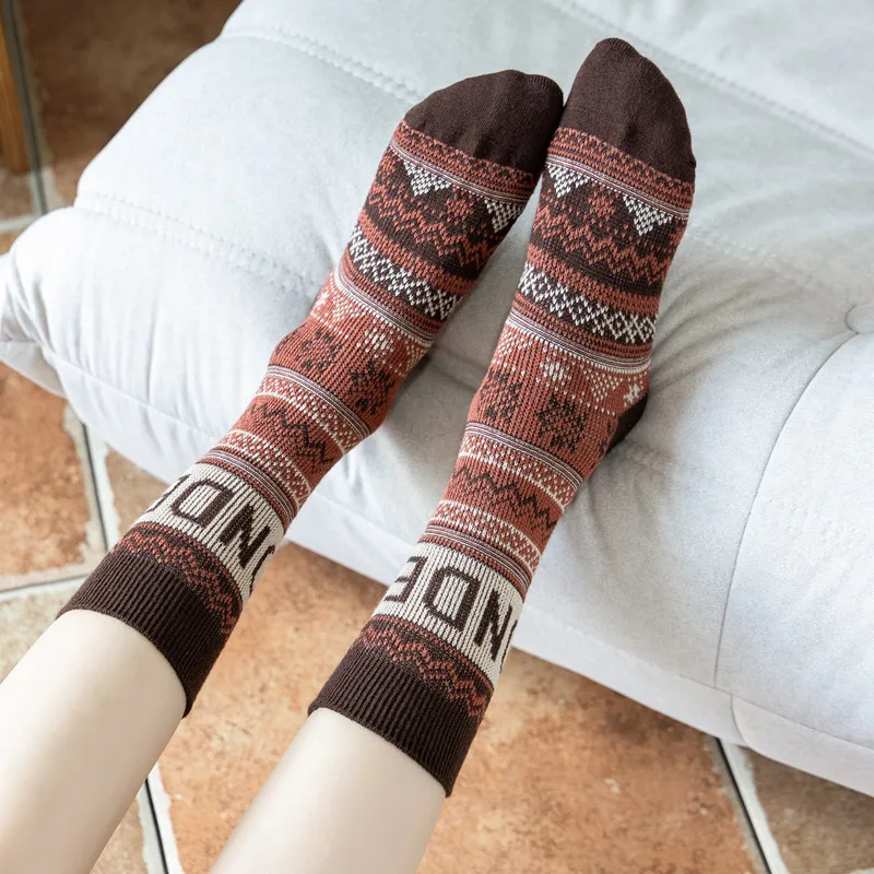 Winter coral fleece cartoon calf socks thickened long tube warm knee floor socks