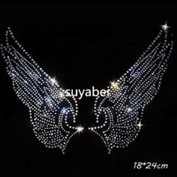 10szt/lot Angel wings hot fix stones hot fix rhinestone transfer motywy iron on crystal transfers design patch