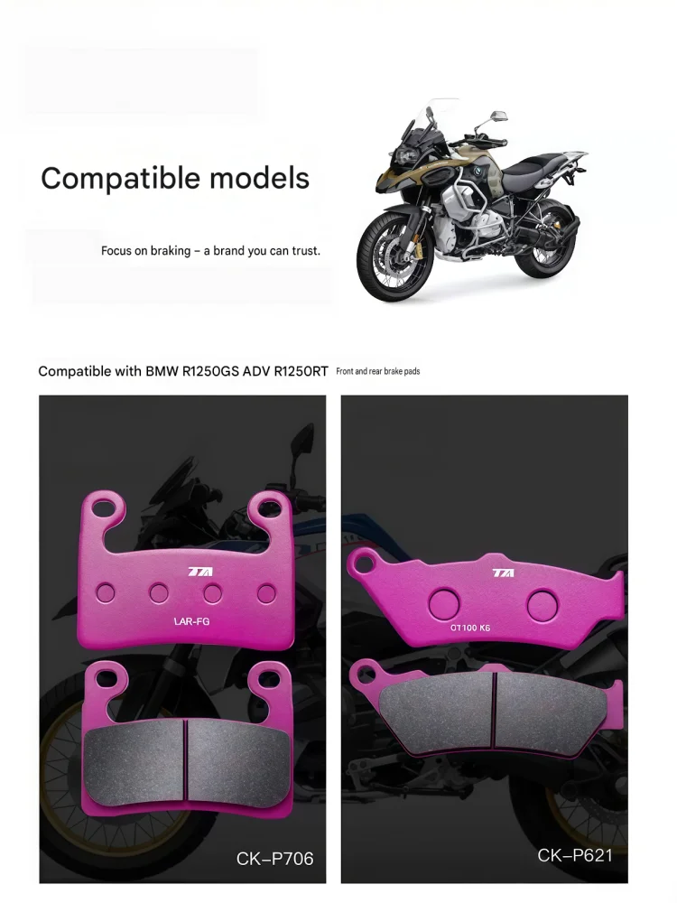 For R1250GS ADV/R1250RT 2019-2024 Ceramic Brake Pads Heat Barrier Insulation Avoid Power Loss On Long Downhill Braking
