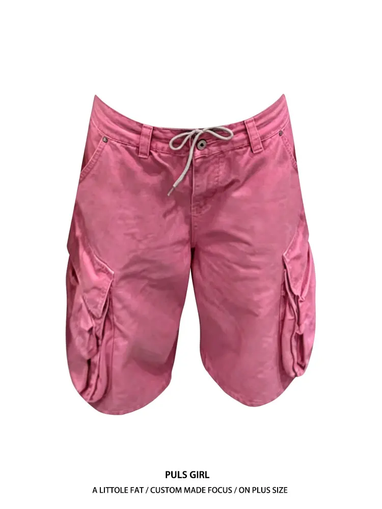 

Retro American Large Size Denim Shorts Women's Loose Wide Leg Jeans Summer New Style High Waist Pocket Pants Casual Wear