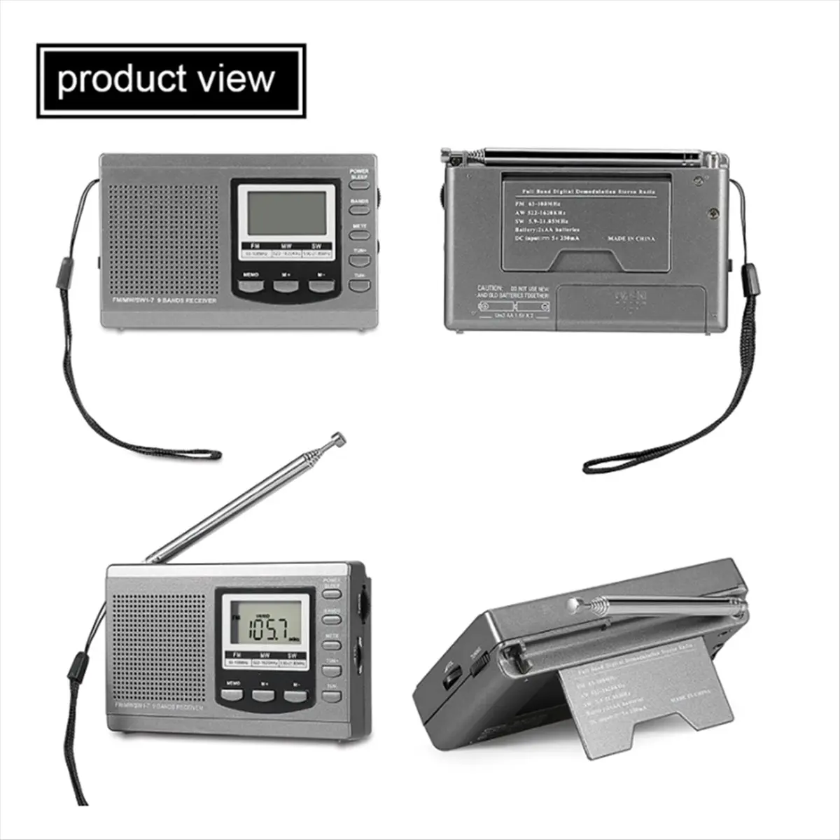 Promotion Portable Radio FM/MW/SW Radio Stereo Receiver with Digital Alarm Clock FM Radio Receiver Outdooor Emergency Radio,A