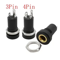 1PC 3/4 Pin 3.5mm Audio Jack Socket 3/4 Pole Stereo Solder Panel Mount 3.5 mm Headphone Female Socket Connector With Nut