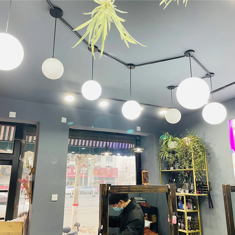 Acrylic Milk White Ball Pendant Lamp PE Roll Molded Frosted Lustre Round Pendant Lights Modern Minimalist Lustre Home Decor E27