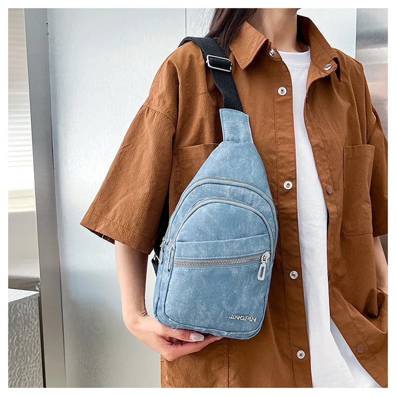 Koreanische Version Vielseitige Weiche Leder-Brusttasche für Herren Große Kapazität Reise-Umhängetasche für Damen Rucksack – Detail 4