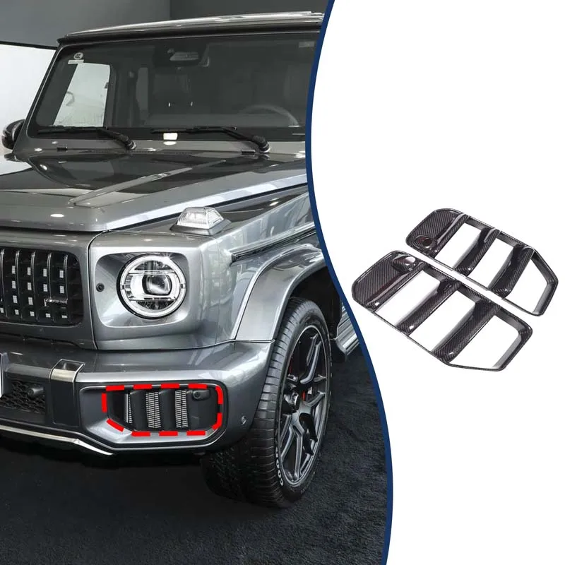 2 piece set Real Carbon Fiber For Mercedes-Benz G-Class G63 2025+ Car Front Bumper Side Air Inlet Grille Sticker Car Accessories