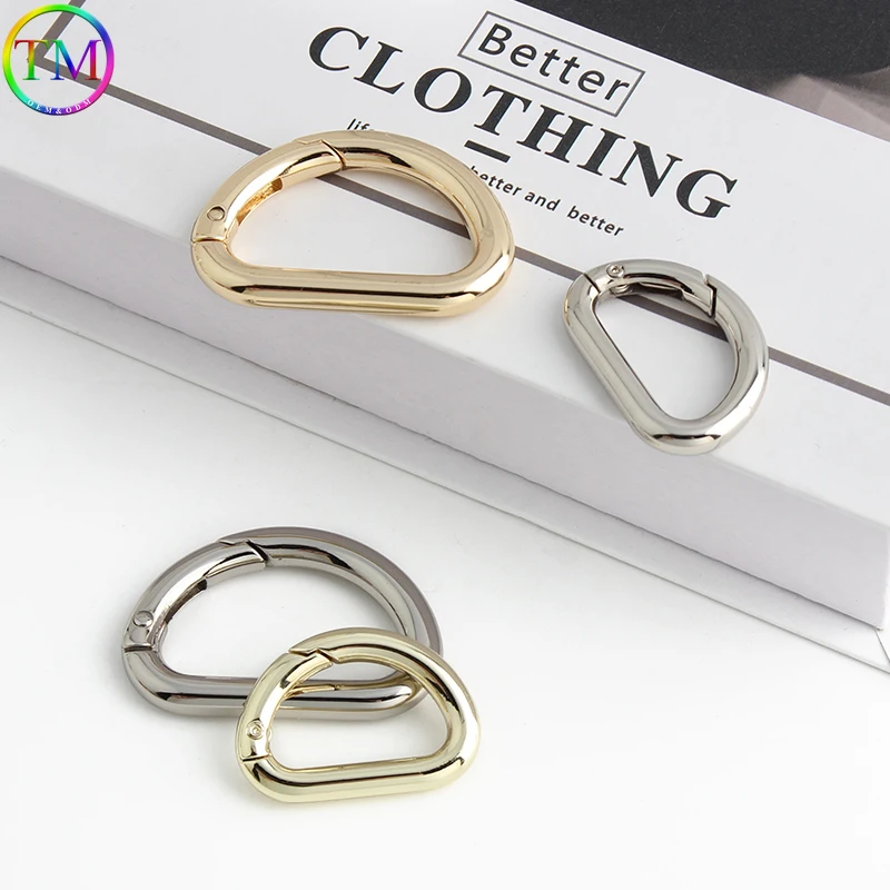 Metal D Ring Spring Ring Clasps Buckle Openable Carabiner For Handbags Strap Belt Dog Chain Purse Connector Hardware Accessories