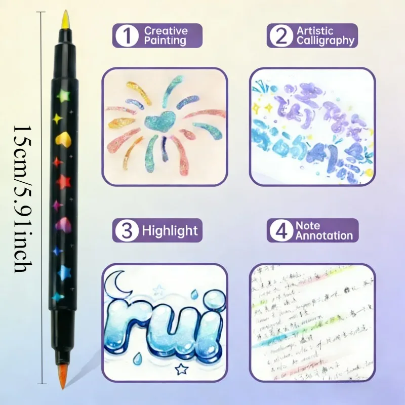 96/72/48/24-Color Double-Ended Glitter Color Pens - Fine Point Tip to Base for Scrapbooking Card Making Journaling, Painting