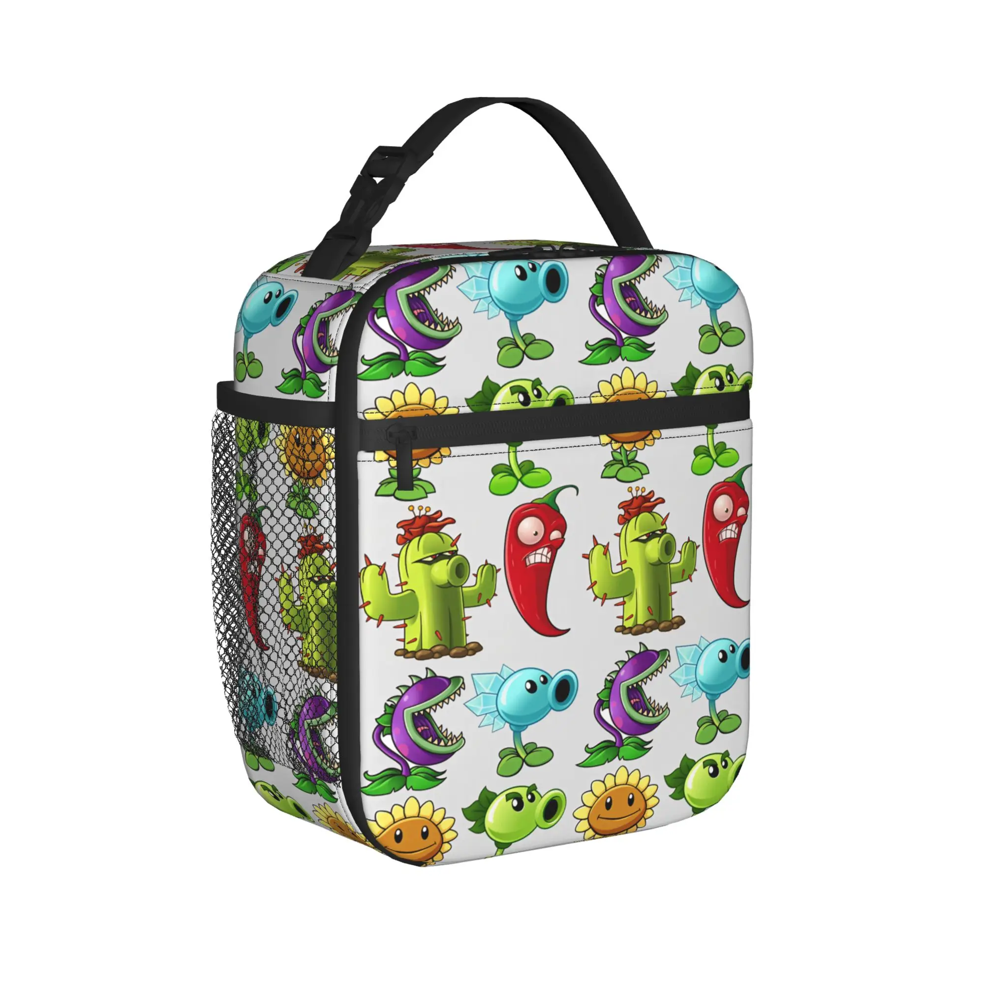 Plants Vs Zombies Plant Character Lunch Bag Portable Insulated Lunch Box Women Picnic Print Cooler Bag Waterproof Tote Food Bags