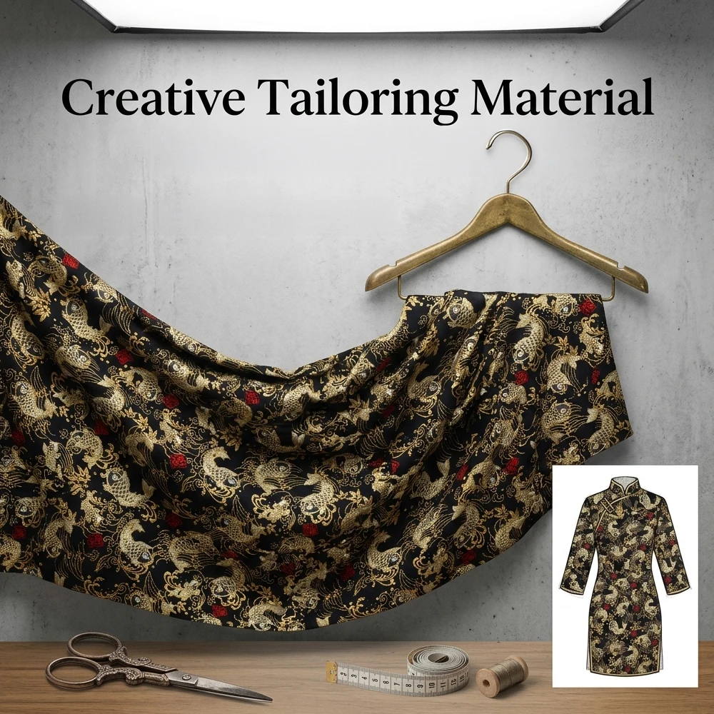 

Ткань с 3D-узором кои, высококачественная ткань для пошива одежды, материал для декора штор своими руками, продается по размеру.