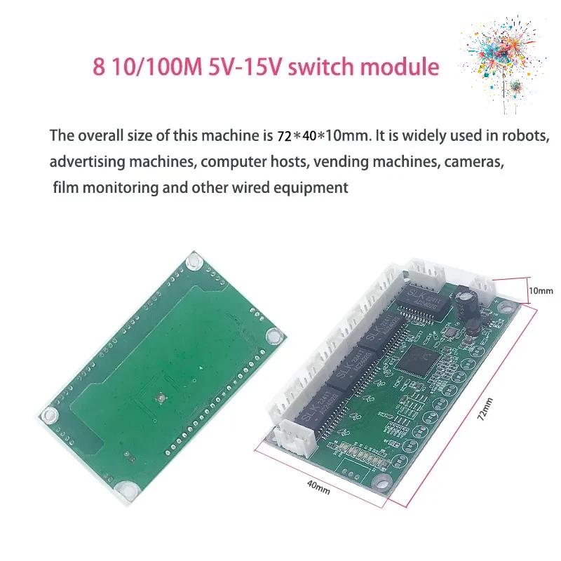 Unmanaged 8port 10/100M industrial Ethernet switch module  PCBA board OEM Auto-sensing Ports PCBA board OEM Motherboard