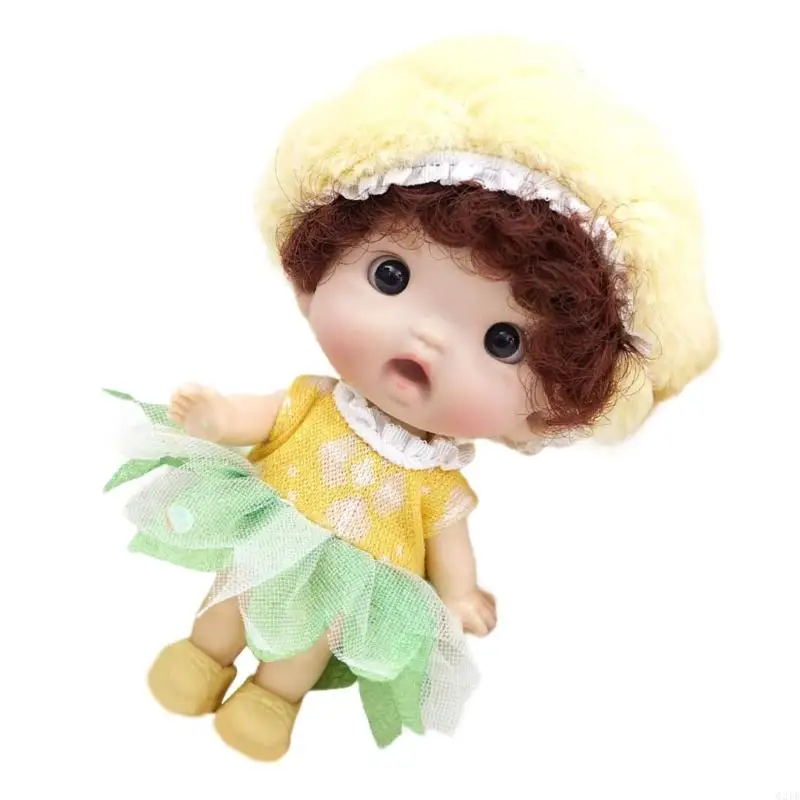 G2te realistica da 4 pollici vinils bambola da bambina con cappello da cartone animato bambino realistico giocattolo morbido per
