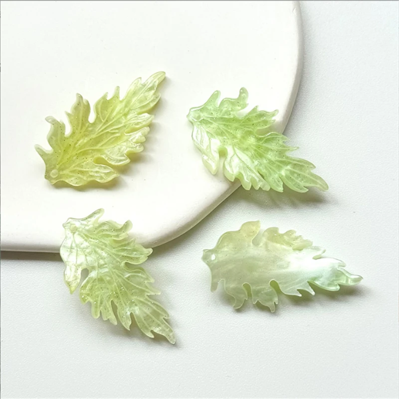 new retro creative resin leaf beads acetic acid charm connectors for diy ornament earrings jewelry making accessories 10pcs/lot