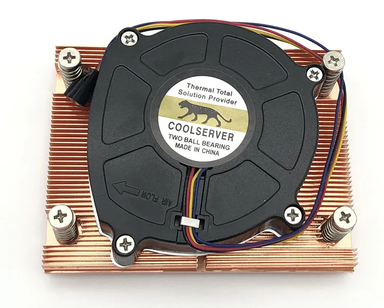 Coolserver Leopard 1U Active CPU Cooler Pure Copper PWM Temp‑Control Fan For AMD AM4 Multi‑Platform Desktop CPU Radiator
