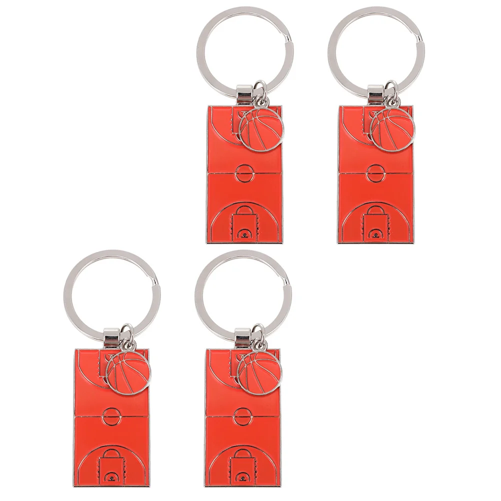 

4Pcs Basketball Keychain Creative Design Sports Club Souvenir Durable Zinc Alloy Bag Ornament Basketball Keychain