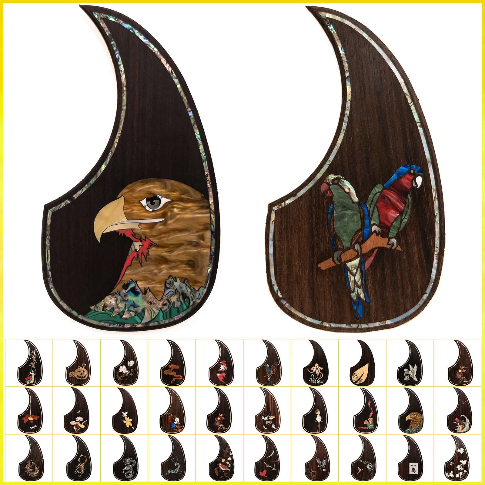 

Накладка на гитару из перламутра (раковины морского ушка) 2 мм, самоклеящаяся, защитная, для гитар в стиле D45, 40-42 дюйма