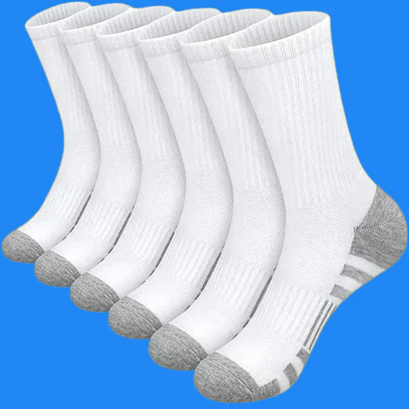 6 Pairs 2024 High Quality Men\'s Outdoor High Tube Gym Socks Fashion Thin Breathable Soft Ground-Gripping Football Cotton Socks