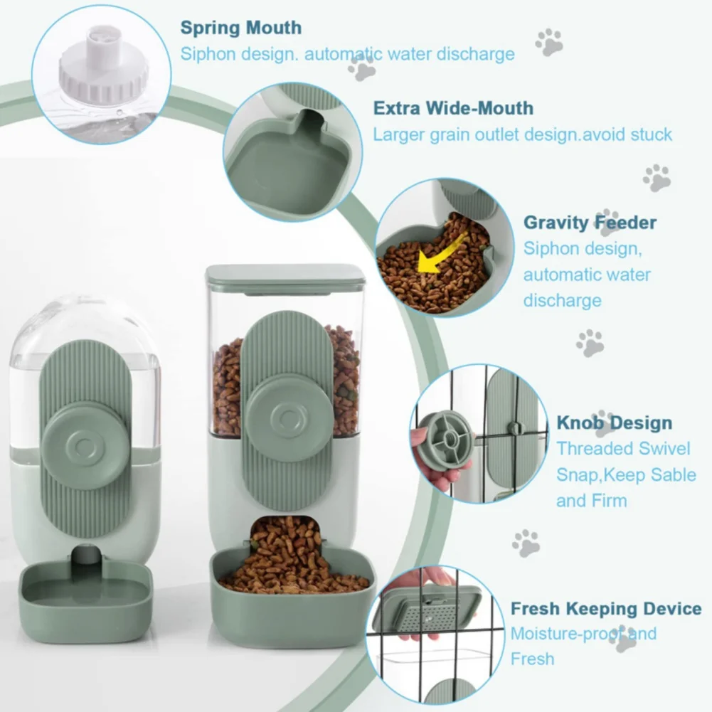 Automatic Pet Bowl Cage Hanging Feeder Pet Water Bottle Food Container Dispenser Bowls For Puppy Cats Rabbit Pet Feeding Product