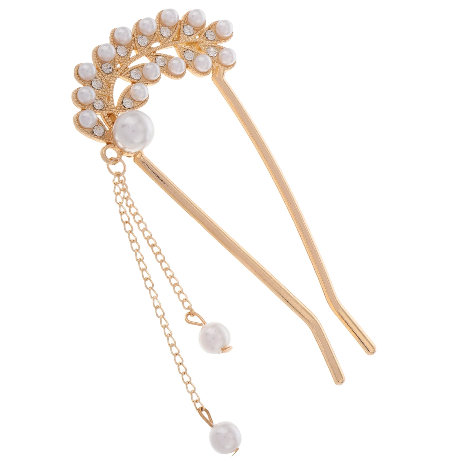 

2Pcs Pearl Hairpins Elegant Metal French Twist Hair Forks for Thick Hair Vintage Double Prong Hairstyle Accessories