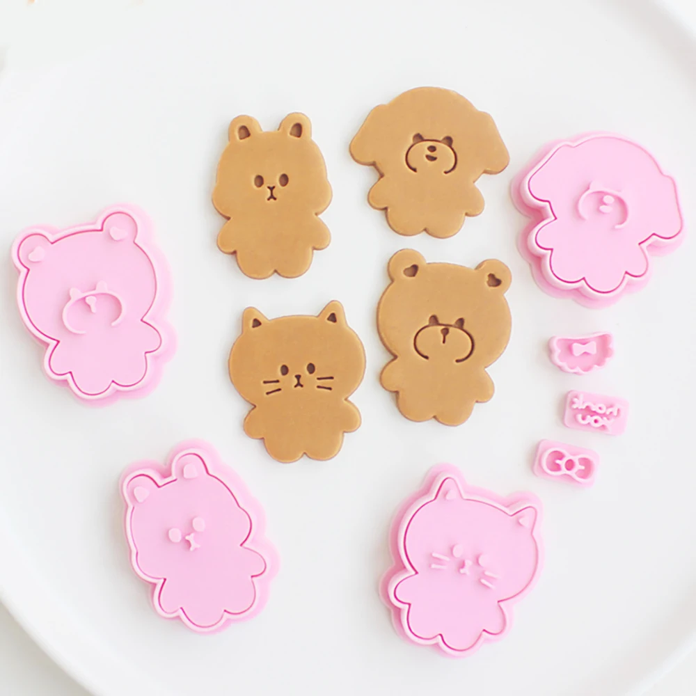 

Cartoon Puppy Kitten Bunny Cookie Mold DIY Bakery Tools and Accessories Cookie Stamp
