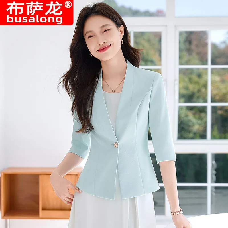 Light Green Suit Set for Women Spring Summer Elegant and Professional Business Formal Wear for Commuting and Work