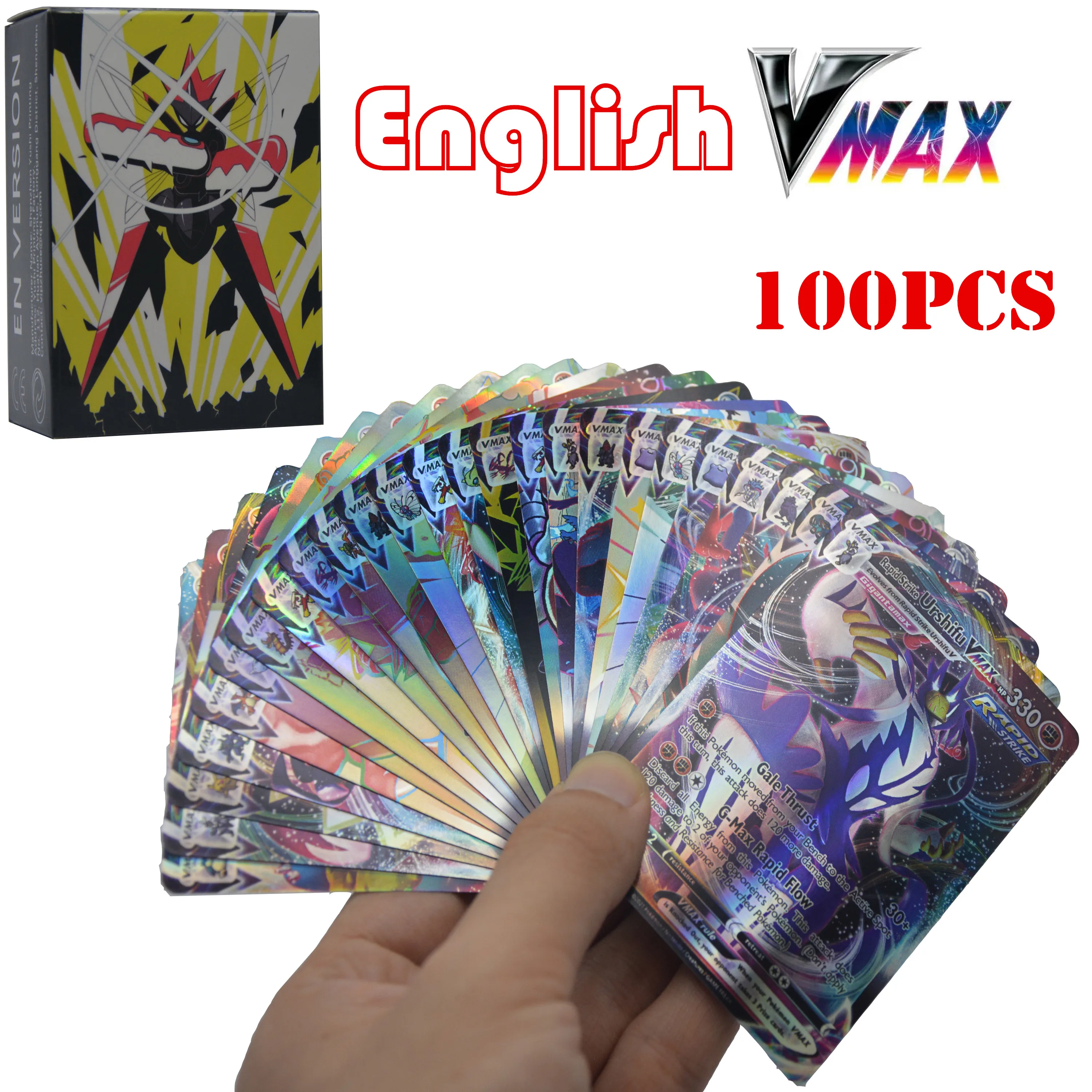 Pokemon Cards English 99Pcs VMAX 1Pcs Lillie Venusaur Lapras Scizor Shiny Cards Game Battle Carte Trading Children Toy