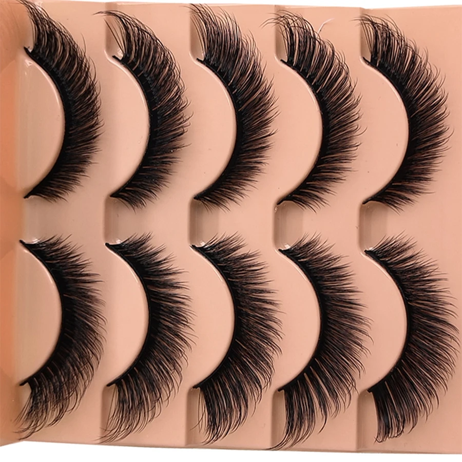 5 pairs with a natural appearance extension of 0.63 inches for cat eyelashes and 8D strip fluffy fox false eyelashes