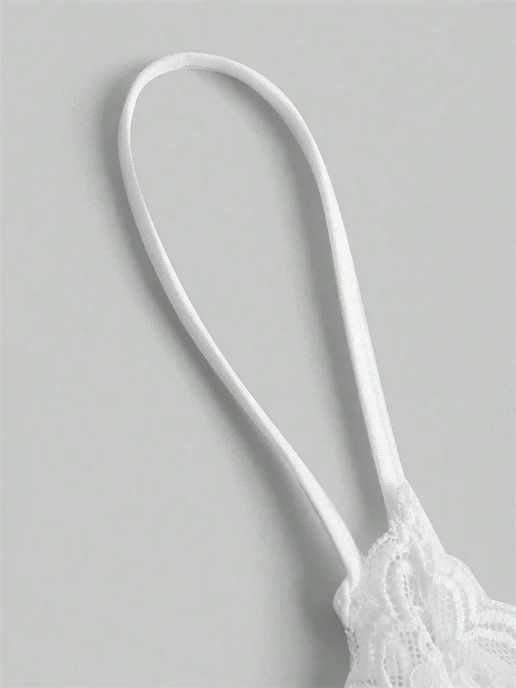 مثير التباين مقوس دانتيل الجبهة المحاصيل كامي الأعلى المرأة 2025 الصيف الجرونج الشرير Y2K الملابس Ruched نحيل عارية الذراعين تي شيرت #3