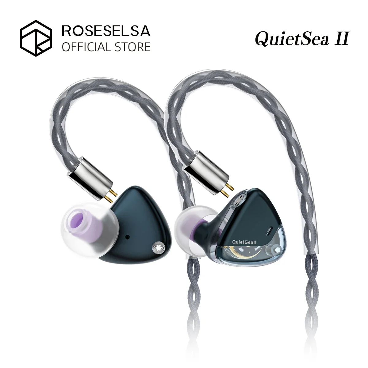 ROSESELSA QuietSea II Dynamic Diaphragm Driver IEM HIFI Wired in Ear Earphones Monitors with Module Cable