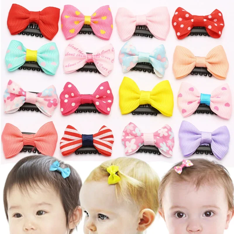 10/20Pcs Candy Color Baby Mini Small Bow Hair Clips Safety Hair Pins Barrettes for Children Girls Kid Hair Accessories Wholesale