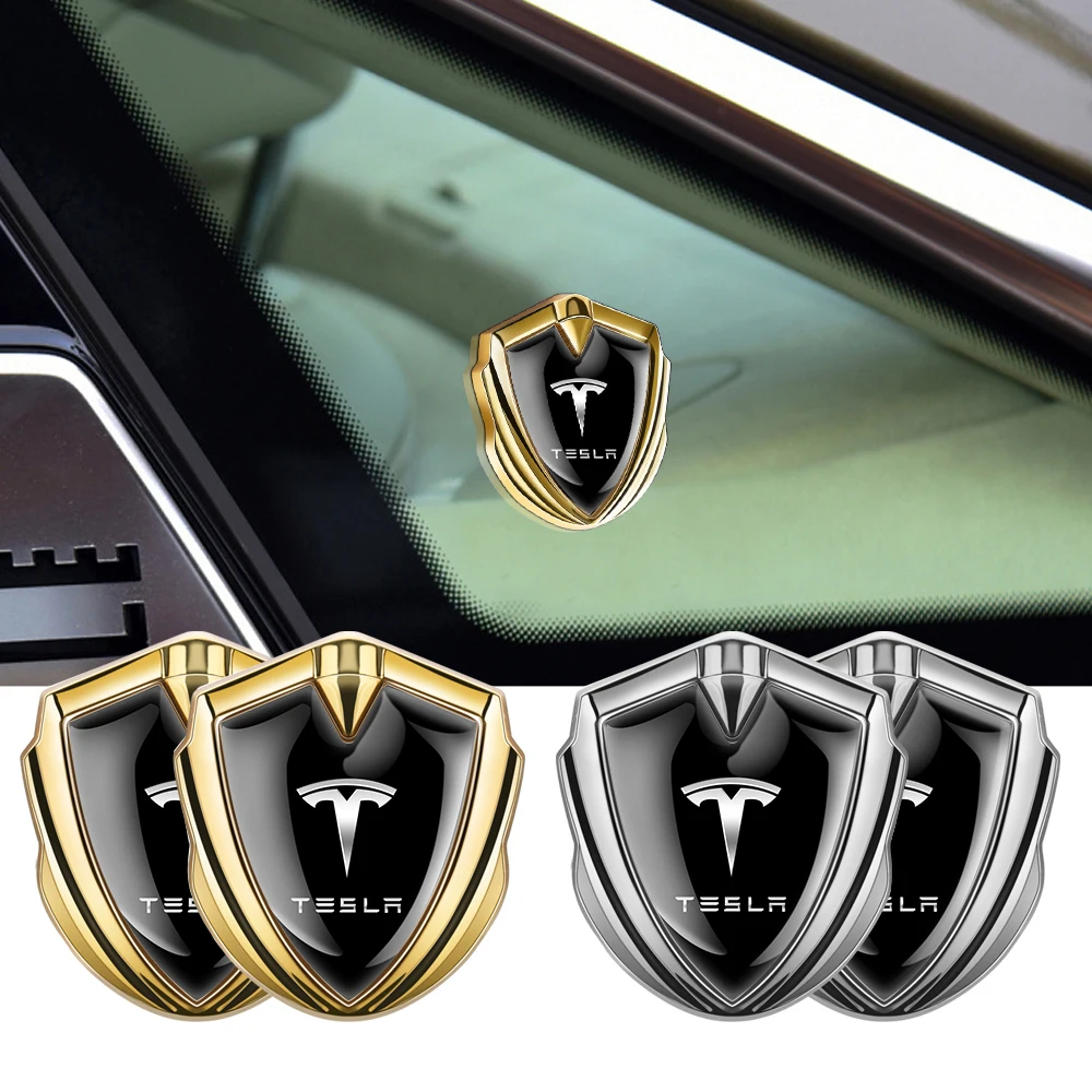 

1pcs 3D Metal Car Fender Body Emblem Shield Stickers Auto Accessories For Tesla Model 3 Model S Model X Model Y 2020 2021 2022