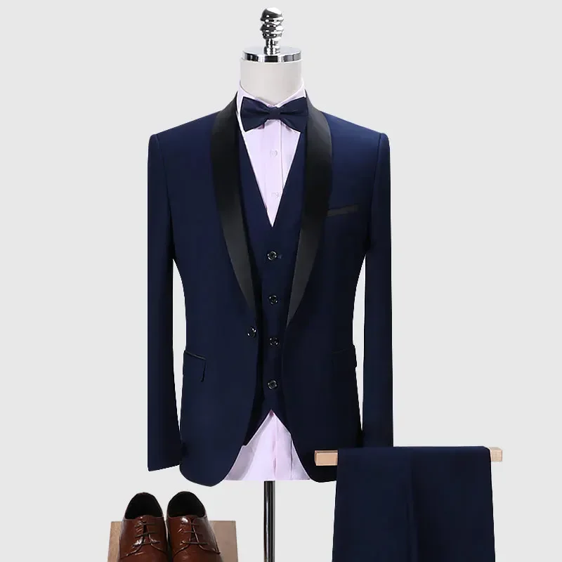 

072414 Men's suit host art test performance dress groom three-piece set