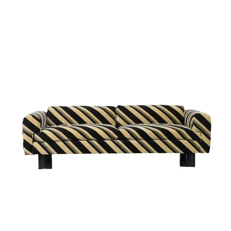 Nordic retro style, striped fabric brick sofa, casual multi-person sofa