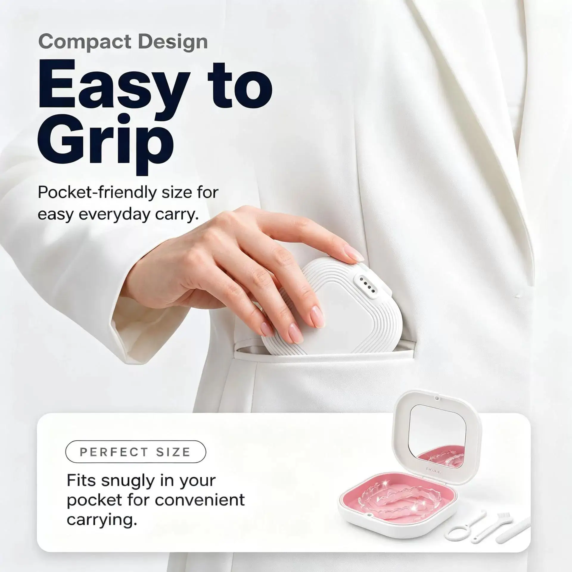 Magnetic Retainer Case with Built-in Mirror Ventilated Dental Aligner Box for Clear Aligners, Night Guards Partial Dentures