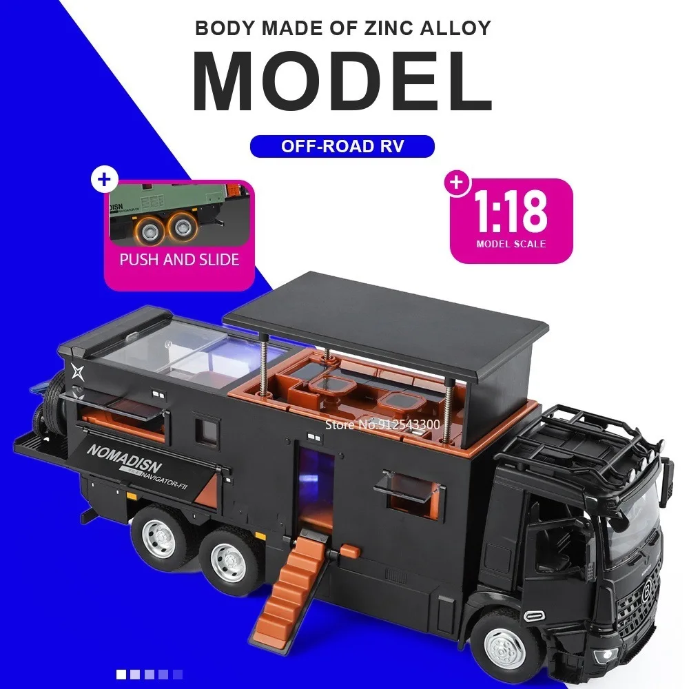 

1:18 Navigator F Off-Road RV Car Model Toy Doors Opened Rubber Tires Models Push Slide Alloy Diecast Vehicle Memorable Present