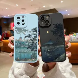 Landscape Japan Blue Series Aestheticism Scenery phone case For iPhone 14 11 12 13 Pro Max Mini 7 8 Plus XS X XR SE2 Back Cover