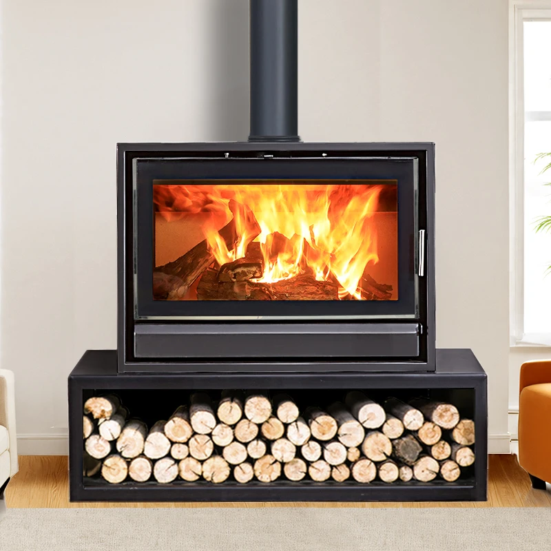 Wood Burning Fireplace Wood Stove Log Burner Modern Steel Fireplace for Indoor Living Room Villa Hotel Winter Home Heating Stove