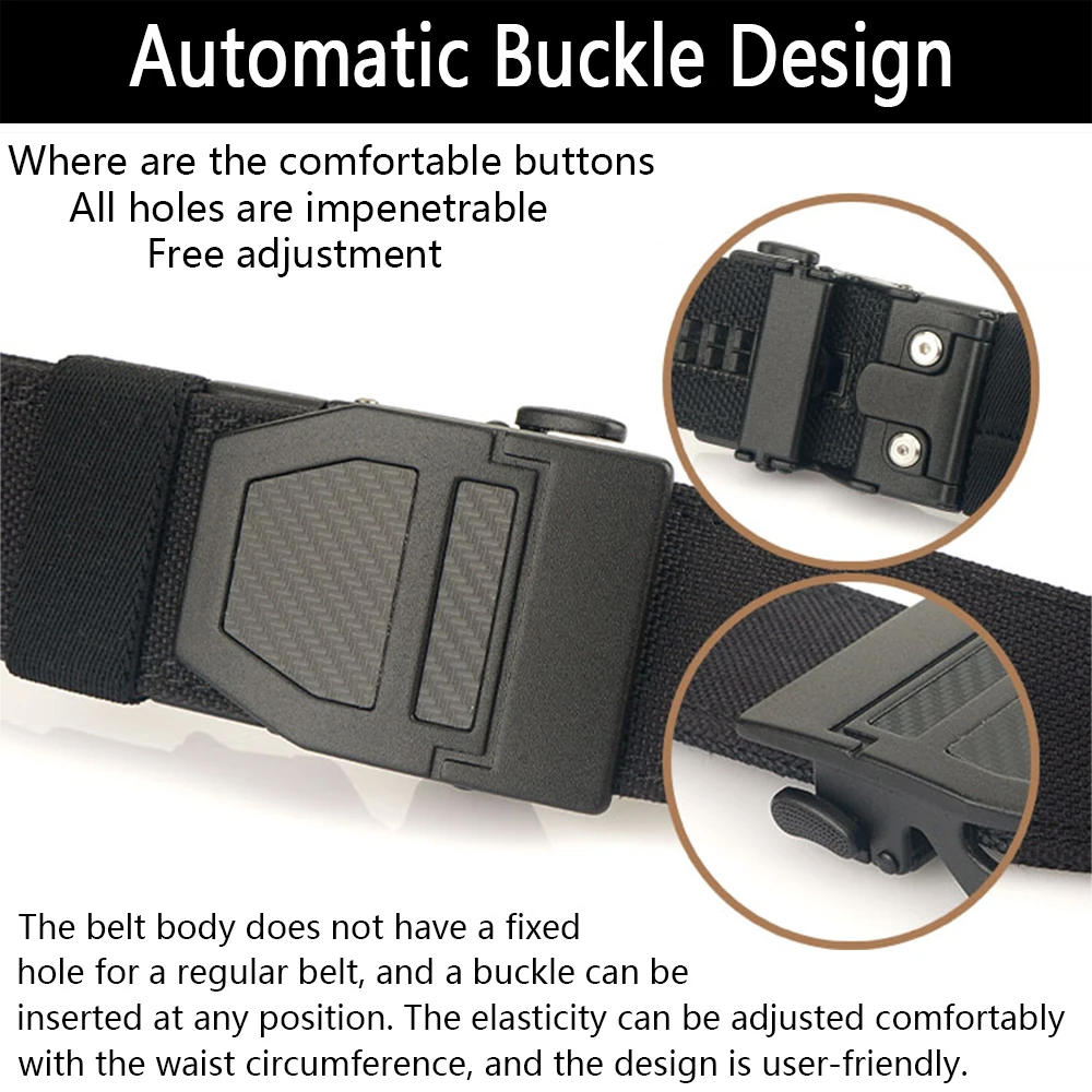 TUSHI New Gun Belt Hard Tactical for Men Metal Automatic Buckle Thick Nylon Police Military Belt Casual Belt IPSC Girdle Male